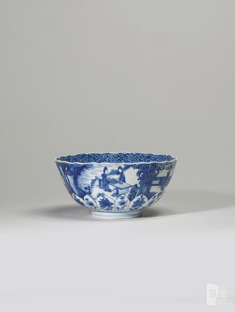 清康熙 青花蓮瓣人物故事圖盌 「大清康熙年製」款 | BOL EN PORCELAINE BLEU BLANC - 图12
